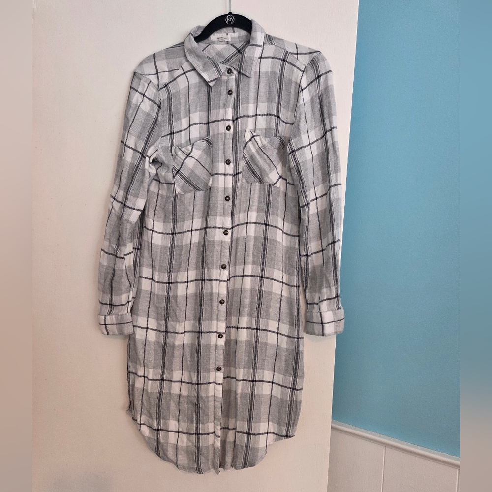 Maurices - Gray Plaid Shirt Dress - M
